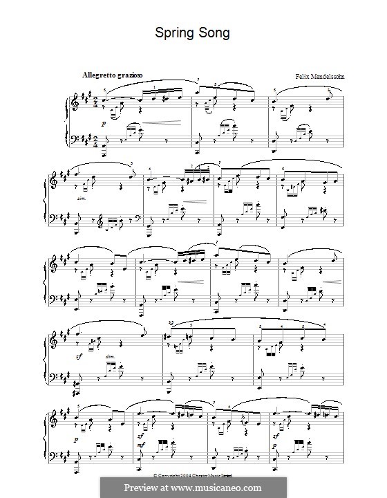 мендельсон осенняя песня ноты для фортепиано